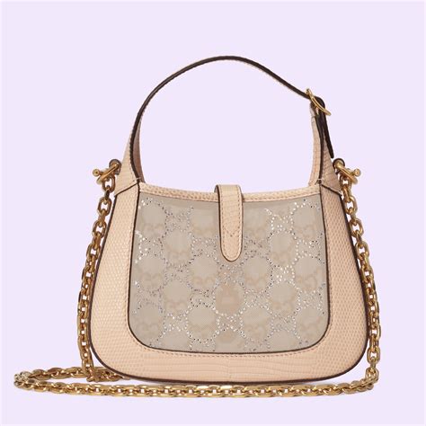 gucci mini jackie crystal|Gucci Jackie 1961 mini crystal GG lizard bag.